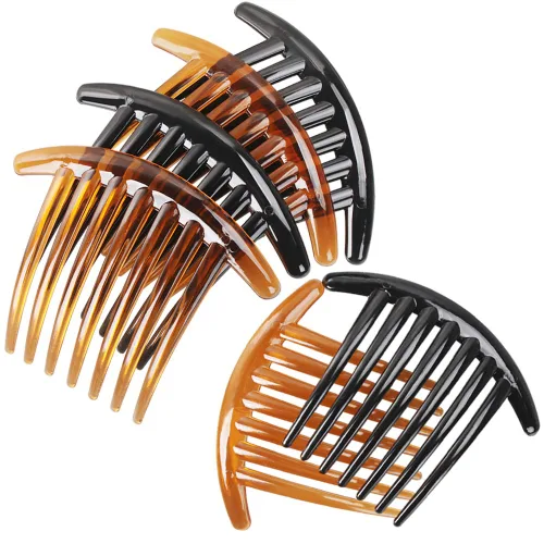 Vista 3 de 24 piezas de 7 dientes de giro francés peine de plástico para el cabello para el cabello de las mujeres y las niñas (negro y marrón)