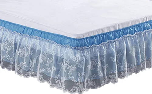 Vista 5 de Falda de cama de encaje envolvente Falda de cama con volantes Cubierta de polvo Funda de cama con volantes