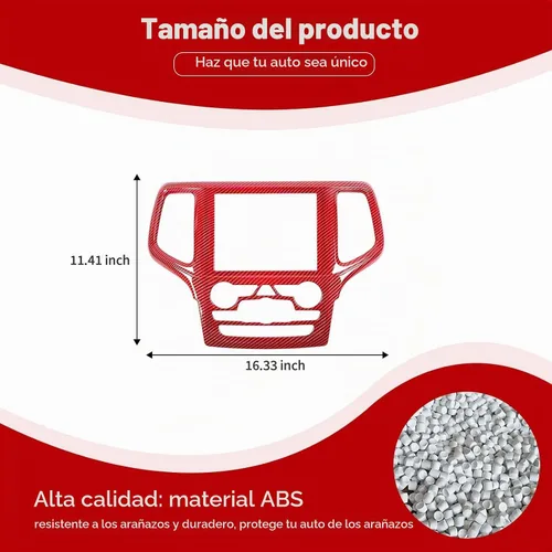 Vista 2 de Cubierta para panel de navegación con bisel central para Grand Cherokee Center Dash compatible con Jeep Grand Cherokee 2019 2020, accesorios Rojo