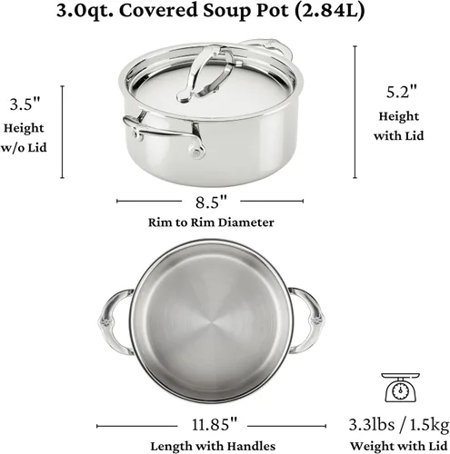 Vista 7 de Hestan ProBond Luxe Olla de sopa de 3 cuartos con tapa, acero inoxidable revestido profesional, construcción ProCore con revestimiento de tres