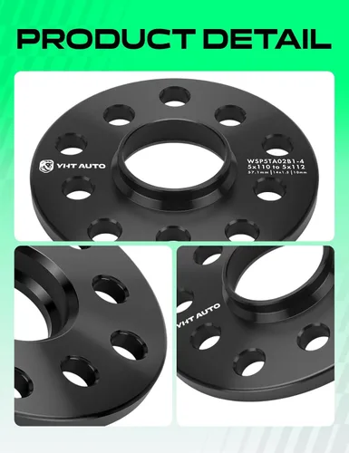 Vista 7 de YHTAUTO adaptadores para ruedas con buje céntrico de 5x100/5x112mm, 10 mm, compatibles con modelos Audi, Volkswagen, A4, TT, Jetta, Passat