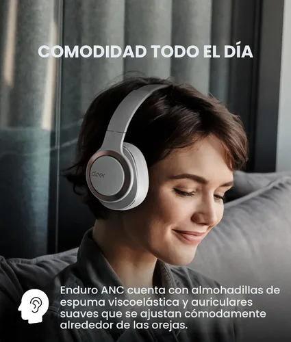 Vista 6 de Cleer Audio Enduro ANC Auriculares con cancelación de ruido, color gris Gris claro