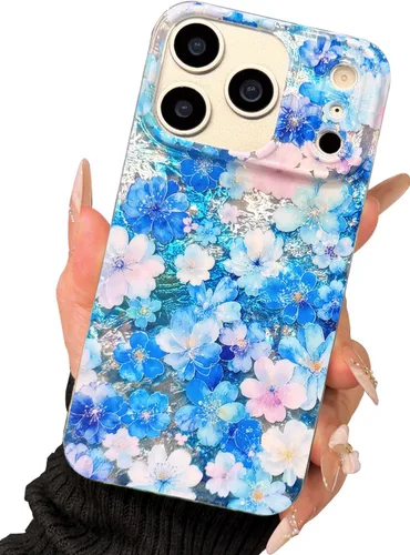 Vista 55 de I-MGAE-IN-AR Funda compacta para iPhone 12 Pro, diseño colorido de flores iridiscentes, holográfica, brillante, bonita funda para iPhone 12