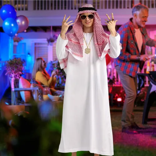 Vista 8 de Disfraz de Sheikh para hombre, accesorios de cosplay 56 (L)