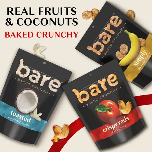 Vista 7 de Bare Chips de coco crujientes al horno desnudo, tostadas, 3 veces bolsas compartidas (6 pack)