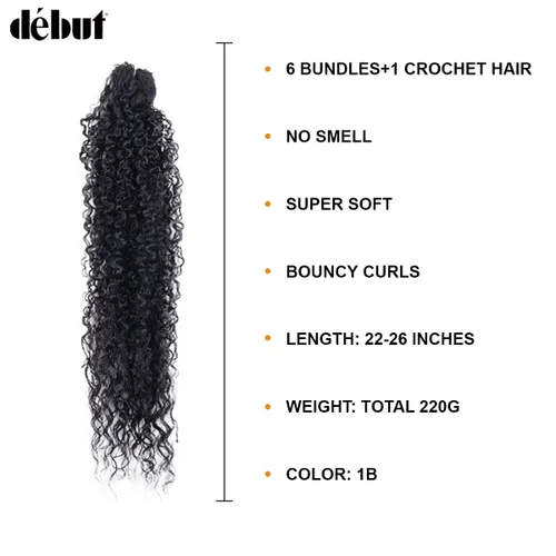 Vista 3 de 7 mechones de cabello sintético rizado tipo afro de 22, 24 y 26 pulgadas (7.76 oz) elaborado con fibra de alta temperatura. 1b