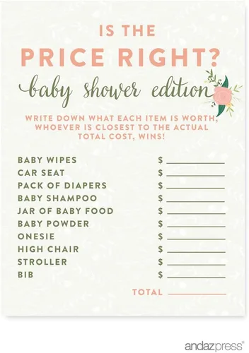 Vista 31 de Andaz Press Colección de rosas florales para baby shower, juegos, actividades, decoraciones, tarjetas de consejos para mamá y papá, paquete de 20