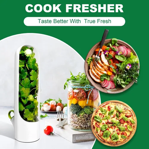 Vista 5 de Protector de hierbas para refrigerador, botella de conservación de verduras, contenedor de almacenamiento de hierbas, conservador de hierbas frescas