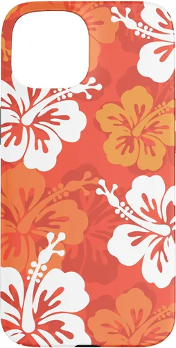 Vista 6 de Carcasa para iPhone 17 con diseño de flores hawaianas tropicales de hibisco naranja Y2K