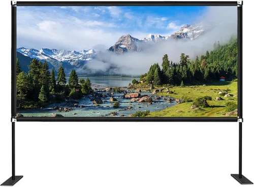 Vista 10 de VEVOR Pantalla de cine para exteriores con soporte, pantalla de película portátil de 150 pulgadas, pantalla de proyector de gran angular HD 16:9