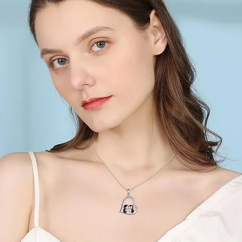 Vista 6 de YAFEINI Animal Necklace S925 Sterling Silver CatPenguinPigDuckElephantPeacockCapybaraHorse Pendant Necklace Animal Jewelry Gifts for Women Mom Wife
