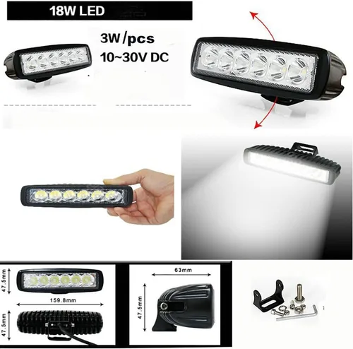 Vista 3 de Yibid Faro de trabajo LED de 18W para motocicleta, luz delantera antiniebla para Honda Yamaha Suzuki Bobber Cafe Racer Cruiser ATV, embarcaciones