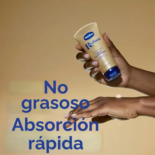 Vista 4 de Vaseline Lotion, Radiant X Deep Nourishment - Mantequilla de manos para piel seca + barra de terapia labial original Vaseline para labios secos