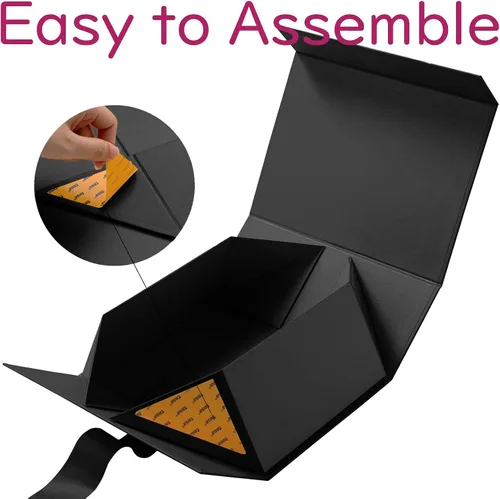 Vista 3 de JINMING 6 cajas de regalo con cinta de 9 x 6.5 x 3.8 pulgadas, cajas negras para regalos, cajas de propuesta de padrinos de boda para el día