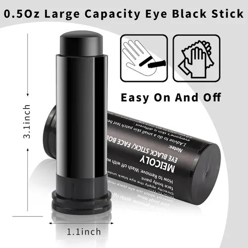 Vista 6 de MEICOLY Pintura facial negra, barra negra para ojos para deportes, béisbol, softbol, fútbol americano, lacrosse, fácil de colorear atletas