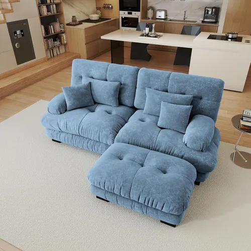 Vista 15 de Sofá modular de gran tamaño de 94 pulgadas, sofás seccionales grandes de color beige y blanco para sala de estar, juego de sofá de terciopelo, sofás