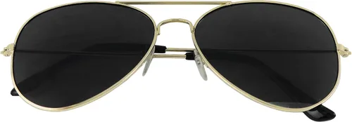 Vista 3 de Skeleteen Gafas de sol de aviador negras y doradas, estilo militar, gafas de sol oscuras con marco de metal dorado y protección UV 400, Dorado, Negro