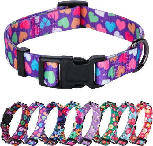 Vista 24 de Collar de perro para perros pequeños con patrón floral para hembras y perros, talla S A1_Girasol