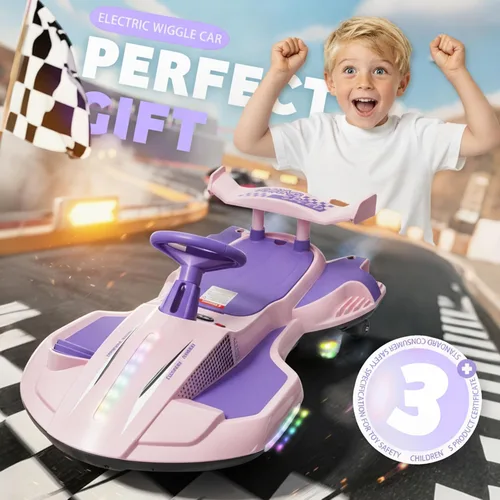 Vista 8 de Coche eléctrico Wiggle de 12V, 360° Drift & Mist Spray Ride en Morado