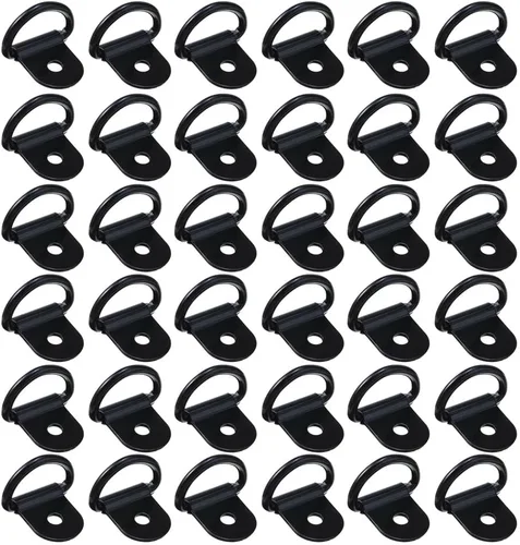 Vista 8 de Anillos en D negros de anclaje, anillos de amarre en D, para auto, camión, remolque, carga, RV, barcos (Negro 18 piezas)