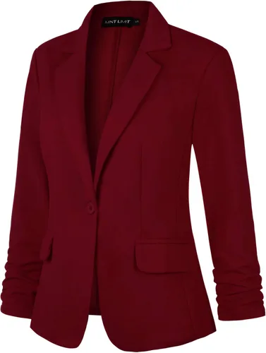 Vista 3 de MINTLIMIT Blazer de manga 34 para mujer, blazer de oficina con un botón y bolsillos