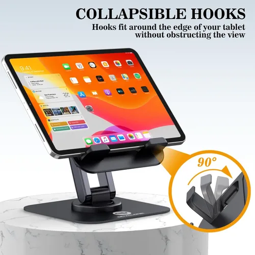 Vista 6 de OCYCLONE Soporte para iPad, soporte plegable ajustable giratorio de 360° para tablet iPad compatible con Kindle Tablet iPad de 4 a 15.6 pulgadas