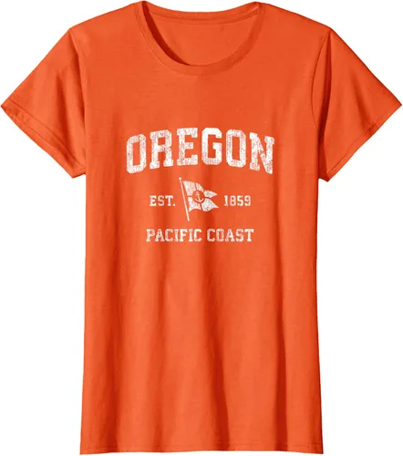 Vista 66 de Oregon Vintage barco ancla bandera diseño de West Coast Retro Tee, hombre S, Arándano