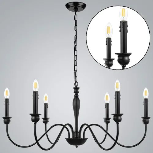 Vista 6 de Juego de 6 fundas para velas de goteo, base de candelabro, 4 pulgadas de alto, color negro