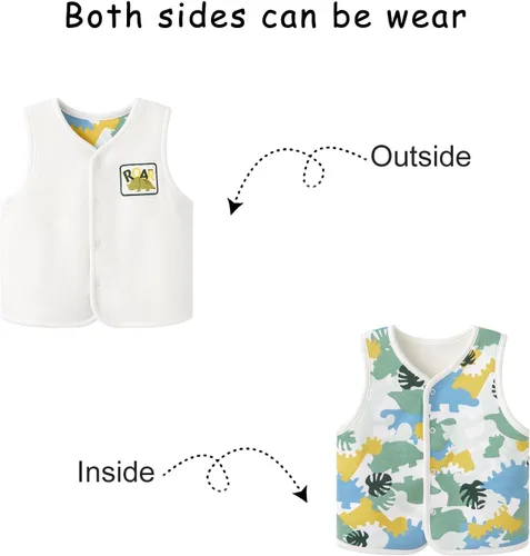 Vista 3 de pureborn Chaleco reversible para bebé, chaqueta sin mangas, para primavera, invierno, chaleco para niños