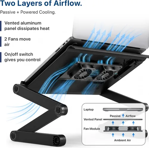 Vista 7 de Soporte para computadora portátil WorkEZ Executive, multifunción, ergonómico, soporte para computadora para la cama y el sillón, plegable, de altura