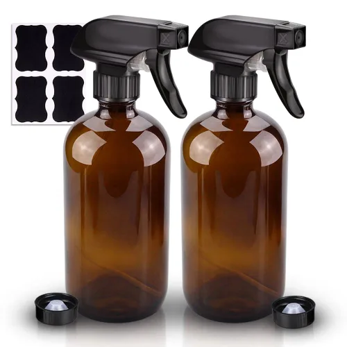 Vista 12 de Botellas de spray de vidrio ámbar Wedama, botellas de spray de vidrio de 16 oz para soluciones de limpieza y aceites esenciales, botella de spray