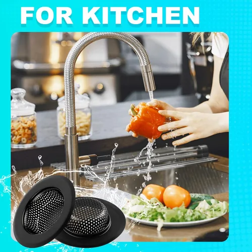 Vista 7 de Colador de drenaje de fregadero, 2 coladores de fregadero de cocina, coladores de fregadero de acero inoxidable de 4.5 pulgadas de diámetro