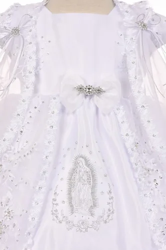 Vista 2 de BluNight Collection Vestidos de capó para bautizo y bautizo para niñas pequeñas