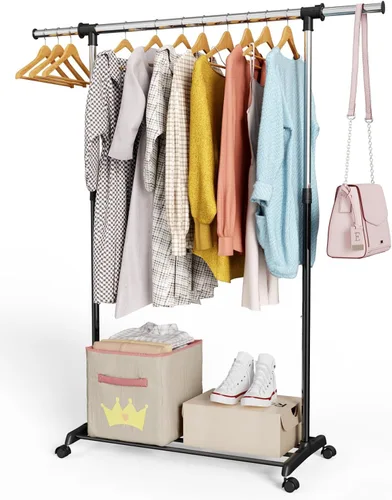 Vista 8 de Whitmor Perchero plegable para ropa - Colgador de ropa con ruedas - Altura ajustable - Negro