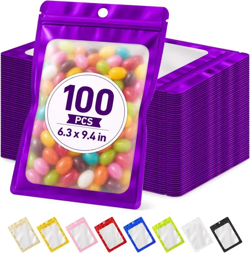 Vista 48 de 100 bolsas de Mylar resellables, bolsa pequeña a prueba de olores Oro claro
