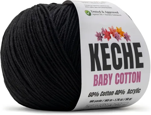 Vista 57 de Keche Hilo de Algodón, 60% Algodón 40% Hilo Acrílico, Hilo de Algodón Suave para Crochet y Tejer, Hilo Amigurumi 1 Madeja/Bola 1.76 Oz (50g) / 180