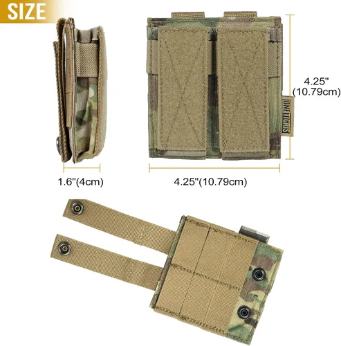 Vista 3 de OneTigris Tactical Double Pistol Mag Pouch,Open-Top Molle Mag Pouch for 9mm M4/M16/AR/AK, Magazine Pouch with Quick Release Insert