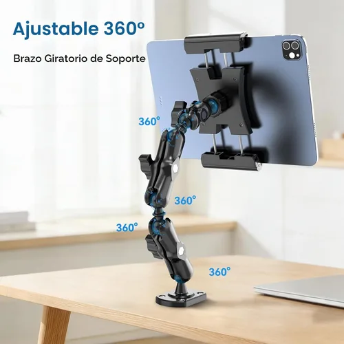 Vista 5 de OHLPRO Soporte de tableta con base de taladro resistente para coche y camión, soporte para tablero de instrumentos con brazo ajustable de 360 etapas