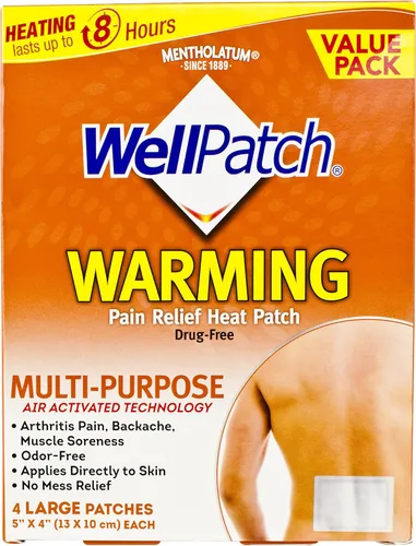 Vista 5 de WellPatch Parche térmico para aliviar el dolor, 4 parches grandes, 5 x 4 pulgadas (5.1 x 3.9 in) cada uno