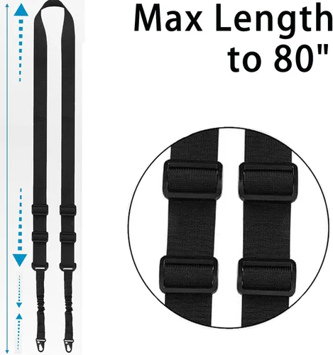 Vista 3 de Bengor - Eslinga tradicional de dos puntos con soportes de accesorios, ajustable extra larga para rifle con 2 soportes giratorios QD de 1.25