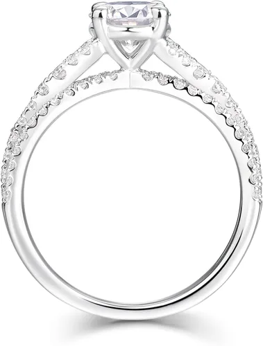 Vista 3 de HAFEEZ CENTER - Anillos de compromiso de moissanita redondos de corte brillante Color DEF para mujer