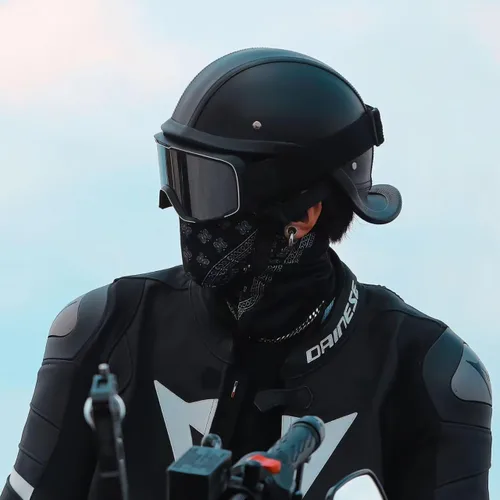 Vista 5 de Casco de Motocicleta de Cuero Retro de Media Cara para Adultos Hombres Mujeres, Cascos Estilo Gorra de Béisbol Aprobados por DOT, Cascos Vintage