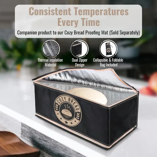 Vista 4 de Caja de fermentación Cozy Bread® Compatible con esterilla de fermentación de 10" x 21" (esterilla térmica no incluida) Marca de EE. UU