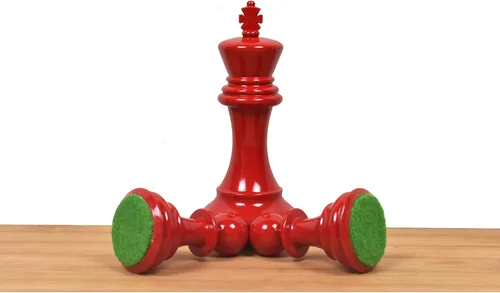 Vista 5 de RoyalChessMall -Juego de piezas de ajedrez de madera pintadas en rojo y negro Pro Staunton de 4.1 pulgadas