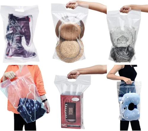 Vista 5 de 12 bolsas de polietileno de plástico transparente resistente con cremallera, zapatos de almacenamiento, botas, ropa, ropa de cama, libros, juguetes