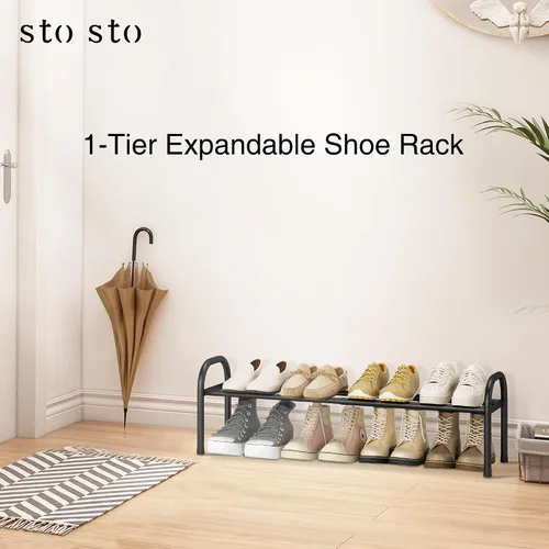 Vista 6 de STO STO Organizador de zapatos expandible, zapatero de metal de 1 nivel para armario, hasta 8 pares de almacenamiento ajustable para entrada