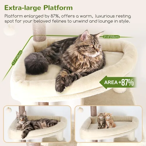 Vista 2 de Globlazer Árbol Gigante para Gatos, Árbol para Gatos de 83 Pulgadas para Gatos Grandes Adultos de Interior, Torre XXL para Gatos con 9 Postes