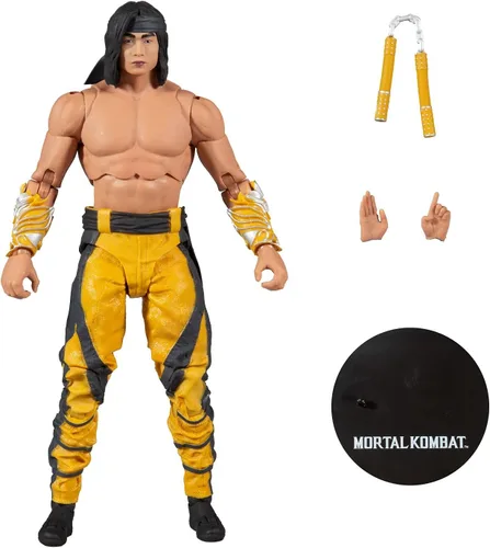 Vista 6 de McFarlane Toys Mortal Kombat Liu Kang (Fighting Abbot) Figura de acción de 7 pulgadas con accesorios