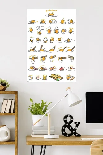 Vista 13 de Trends International - Póster de Gudetama con diseño de cuadrícula, para pared, 14.725 x 22.375 pulgadas, versión con marco de madera tipo granero