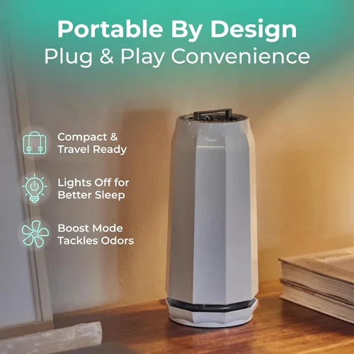 Vista 5 de Puraclenz Photon P3000X Purificador de aire para el hogar, purificación del aire y de superficies, hasta 3000 pies cuadrados, elimina el 99%